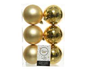 Pack of 6 Christmas Baubles Light Gold