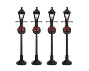 Lemax Gas Lantern Street Lamps - Set of Four