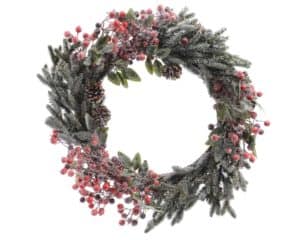 24" (60cm) Christmas Wreath With Pine Cones, Berries and Glitter