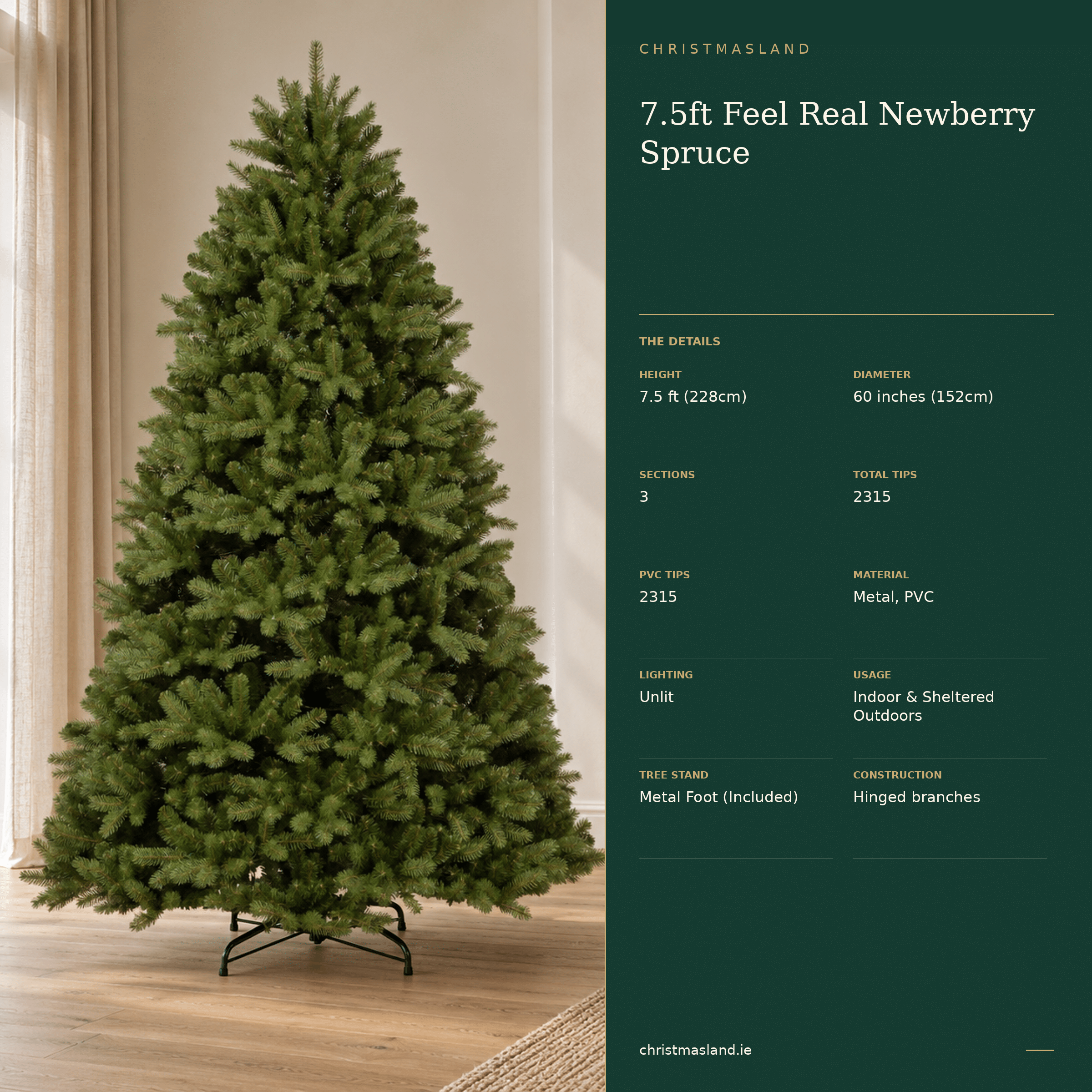 7.5ft Feel Real Newberry Spruce Artificial Christmas Tree - Image 4