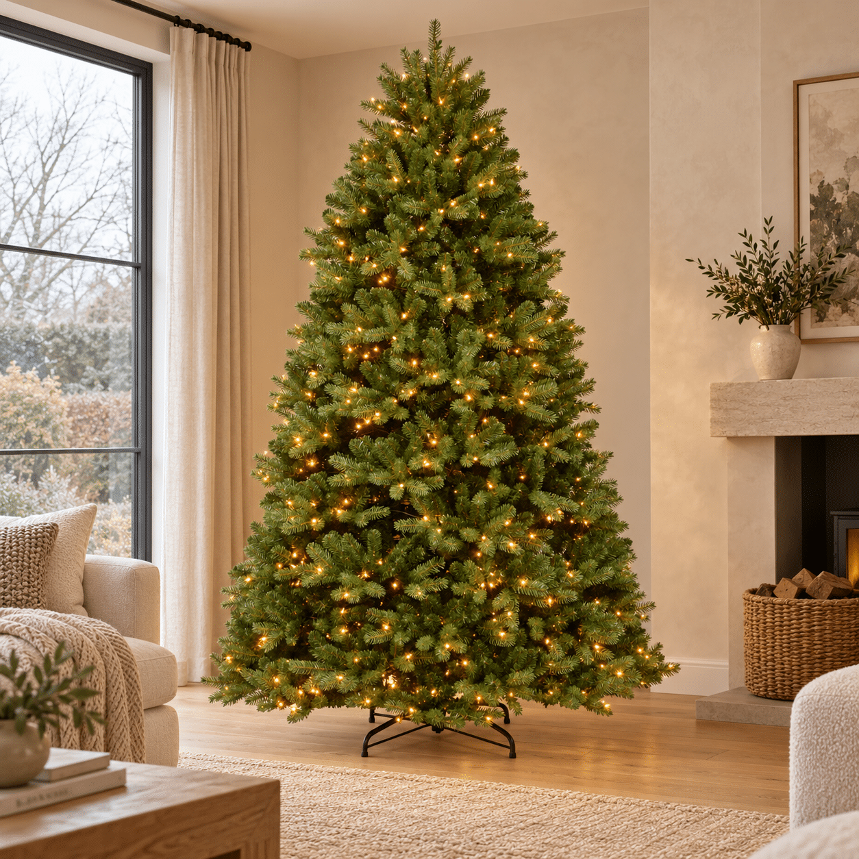 7.5ft Newberry Spruce Pre-Lit Feel Real Artificial Christmas Tree
