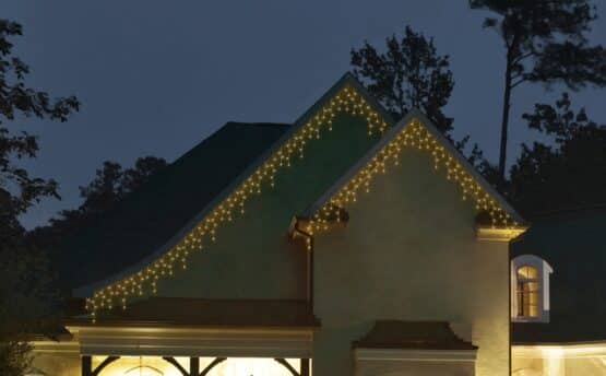 Buy 259 Micro LED Icicle Warm white twinkle outdoor christmas lights for house front lifestyle idea