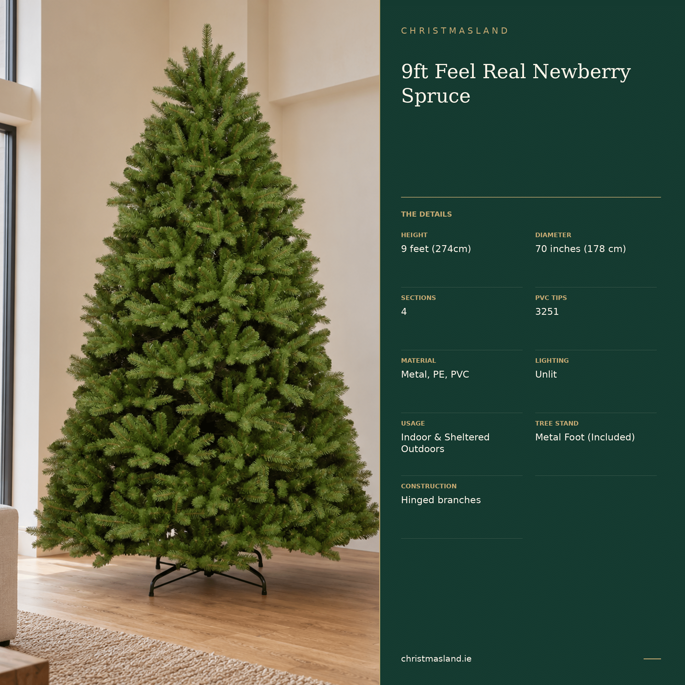 9ft Feel Real Newberry Spruce Artificial Christmas Tree - Image 4