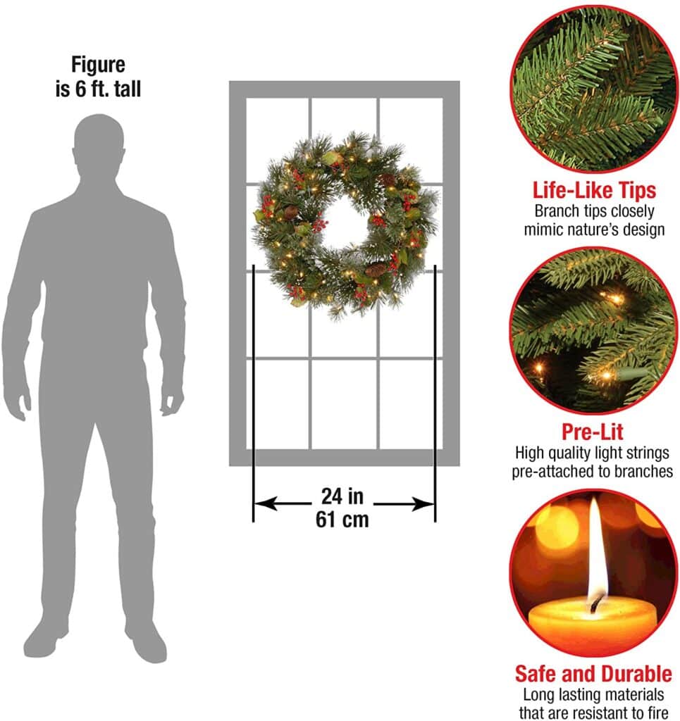 Wintry pine Christmas wreath 24 - Xmas Wreaths For Sale Dublin Ireland