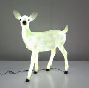 Standing Fawn Deer With Cool White LED Lights