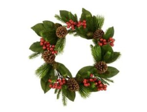 60cm Magnolia Leaf and Berry Christmas Wreath