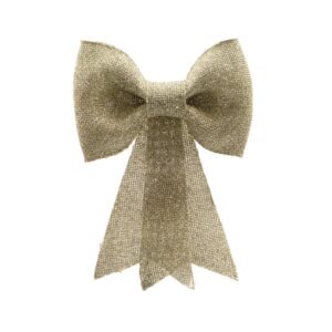 14cm Christmas Bow Light Gold Glitter Small