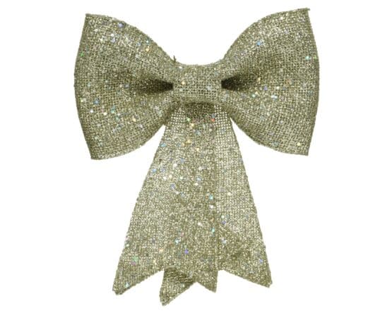 40cm Light Gold Glitter Christmas Bow - Christmas Decorations For Sale Dublin