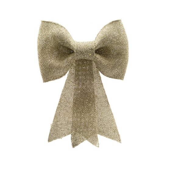 Christmas Bow Light Gold Glitter Small - Christmas Decorations For Sale Dublin