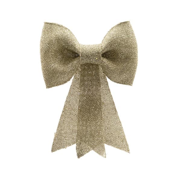 Christmas Bow Light Gold Glitter Small - Christmas Decorations For Sale Dublin