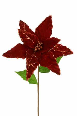 Luxurious Red Velvet Giant Poinsettia With Glitter Trim