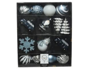 Mixed Christmas Bauble Box Winter Blue