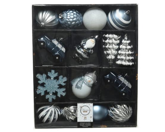 Mixed Christmas Bauble Box Winter Blue - Christmas Baubles For Sale Dublin