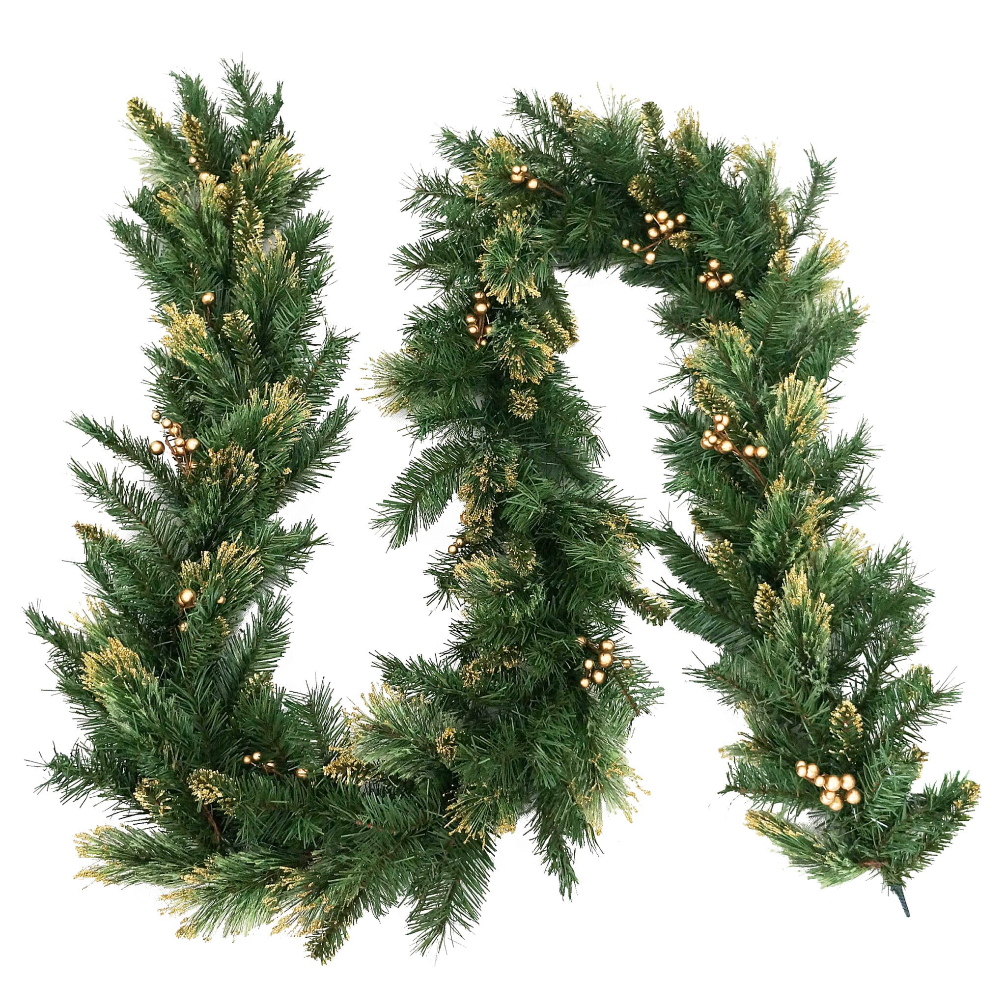 Garlands Wreaths Garlands Un Lit 9ft Decorative Collection Christmas Garland With Gold Berries Christmasland Ie