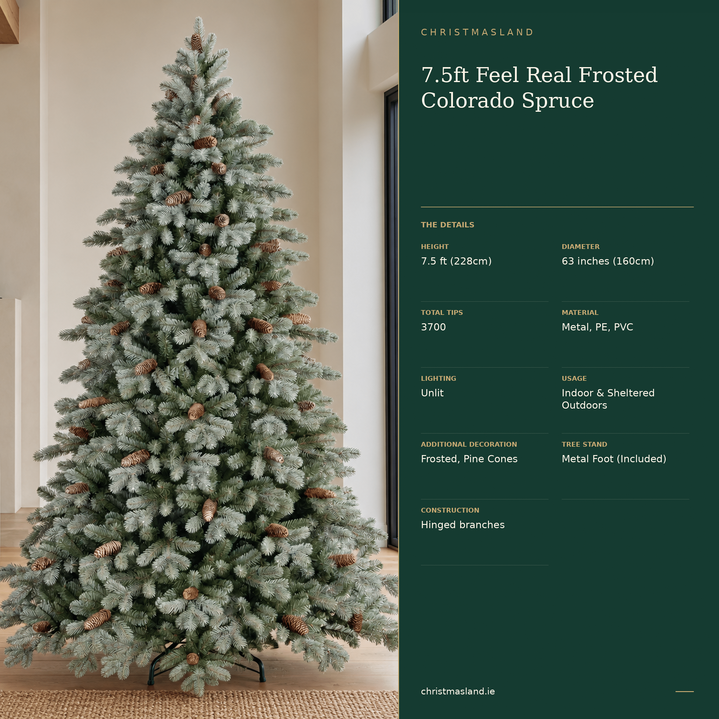 7.5ft Feel Real Frosted Colorado Spruce Artificial Christmas Tree - Image 4