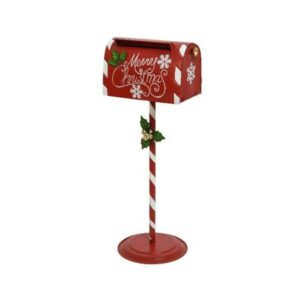 Christmas Zinc Santa Mailbox On Stand 89cm