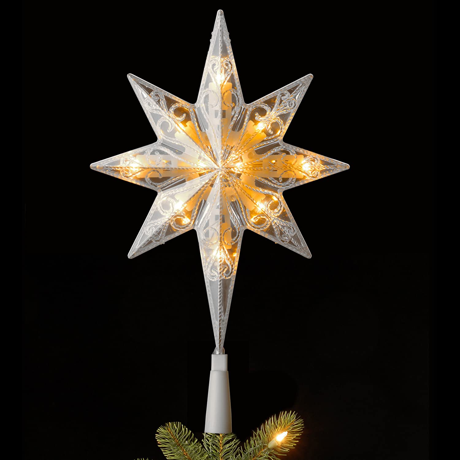 11 Inch Bethlehem Star Tree Topper with 10 Warm White LED Lights