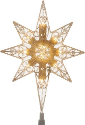 11" Bethlehem Star Tree Topper with 10 Warm White LED Bulbs