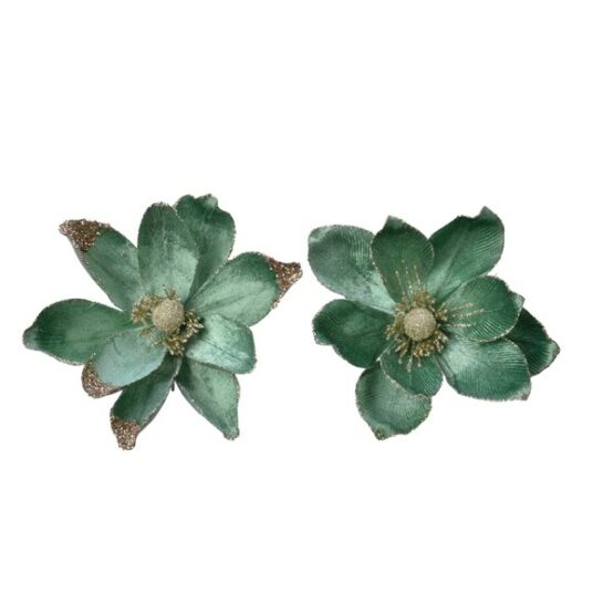 Green Velvet Magnolia with Glitter - Christmas Decorations For Sale Dublin