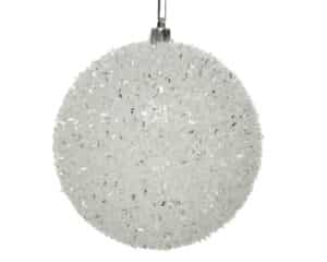 10 cm Christmas Bauble White Ice Finish