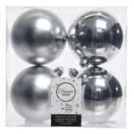 Silver Christmas Baubles (Pack Of Four) - Christmas Tree Decorations For Sale Dublin