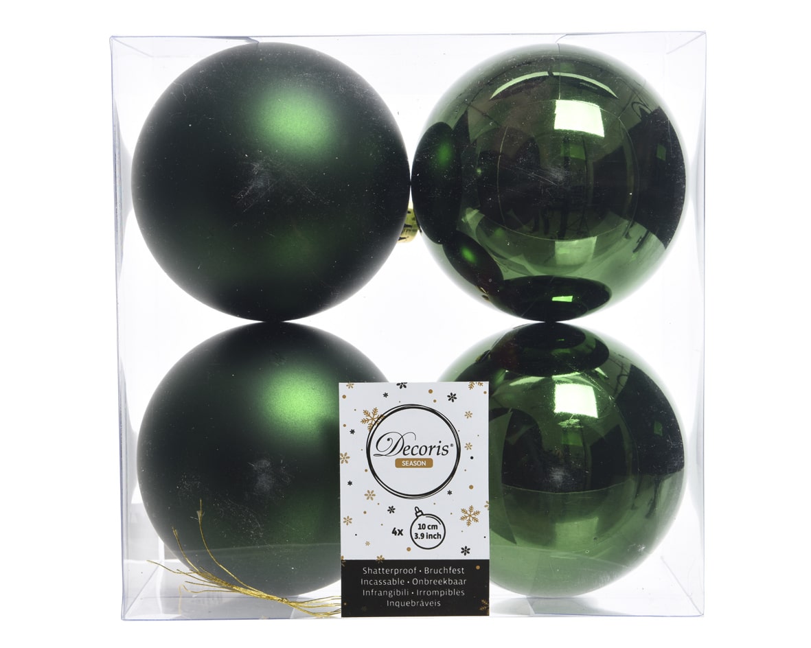 Christmas Baubles Pine Green (Dia 10cm, Pack of 4) - Christmas Decorations For Sale Dublin