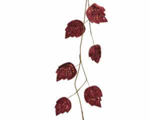 3ft Red Leaf Velvet and Glitter Christmas Garland