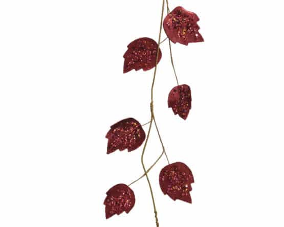39" Red Leaf Velvet and Glitter Garland - Christmas Garlands For Sale Dublin