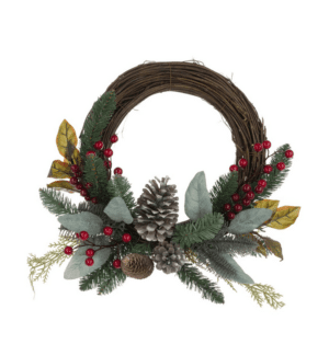 40cm Hawes Berry Rattan Christmas Wreath