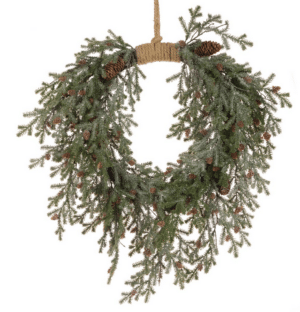 28" (70cm) Frosted Teardrop Jute Christmas Wreath
