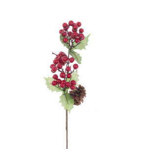 Red Berry Pinecone Christmas Pick