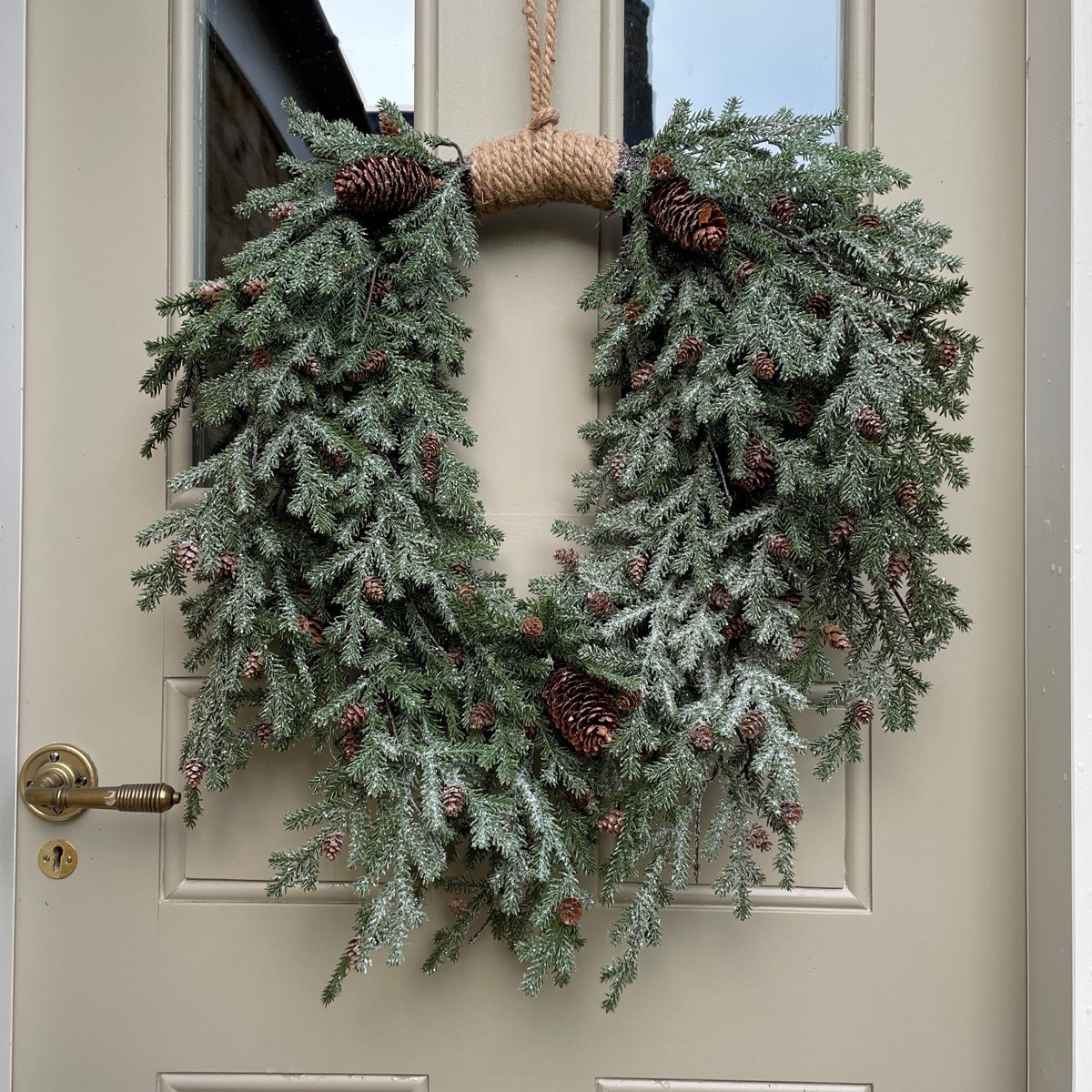 Frosted Teardrope Jute Wreath - Christmas Wreaths For Sale Dublin