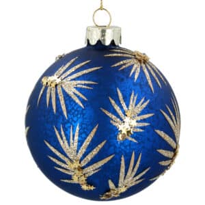 Antique Blue Glass Ball With Gold Twigs