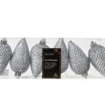Hazy Blue Silver Shatterproof Glass Pinecones - 8cm - Pack of 6