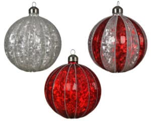 Glass Baubles With Glitter Stripes