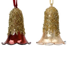 Glass Christmas Bells - Red and Gold