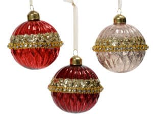 Shiny Glass Baubles With Diamond Sequins