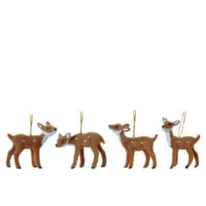 Set of 4 Suspended 10cm Assorted Deer Decorations