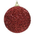 Red Foam Bauble With Glittering Beads - Christmas Tree Decoration - Christmasland