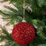 Red Foam Bauble With Glittering Beads - Christmas Tree Decoration - Christmasland Ireland