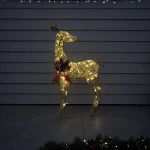 110cm Gold Glitter Reindeer With 70 Warm White LED Lights