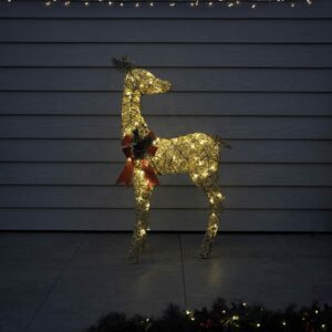 110cm Gold Glitter Reindeer With 70 Warm White LED Lights
