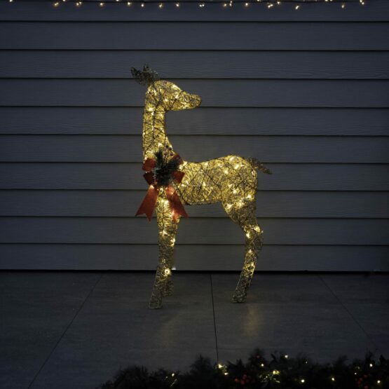 Gold Glitter Reindeer With 70 Warm White - 3D Christmas Figures - Christmasland