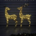 Gold Glitter Reindeer With 70 Warm White - Two Deers - 3D Christmas Figures - Christmasland