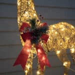 Gold Glitter Reindeer With 70 Warm White - Bow - 3D Christmas Figures - Christmasland
