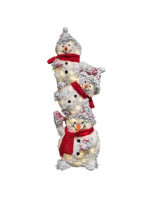 105cm Snowmen Tower with 70 Warm White
