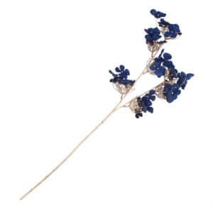 Blue Fabric Hydrangea with Gold Glitter Stem