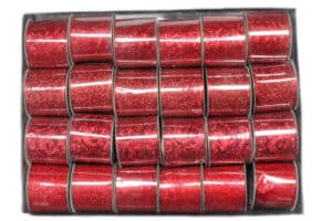 Red Ribbon With Glitter Leaves