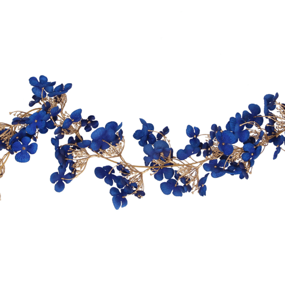 Blue Gold Hydrangea Garland_Gisela Graham_Christmasland