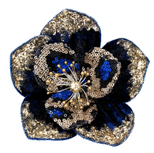 Blue and Gold Sequin Magnolia Clip